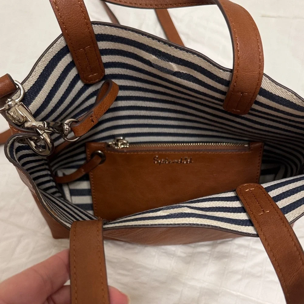 Splendid Cognac faux Leather Tote with Matching Pouch